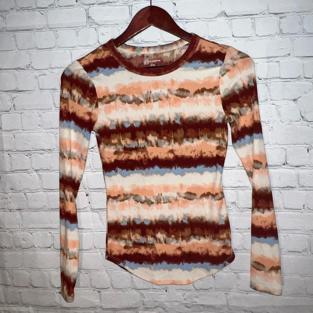 no boundaries red & cream multicolor long sleeve shirt size XS - Picture 2 of 5